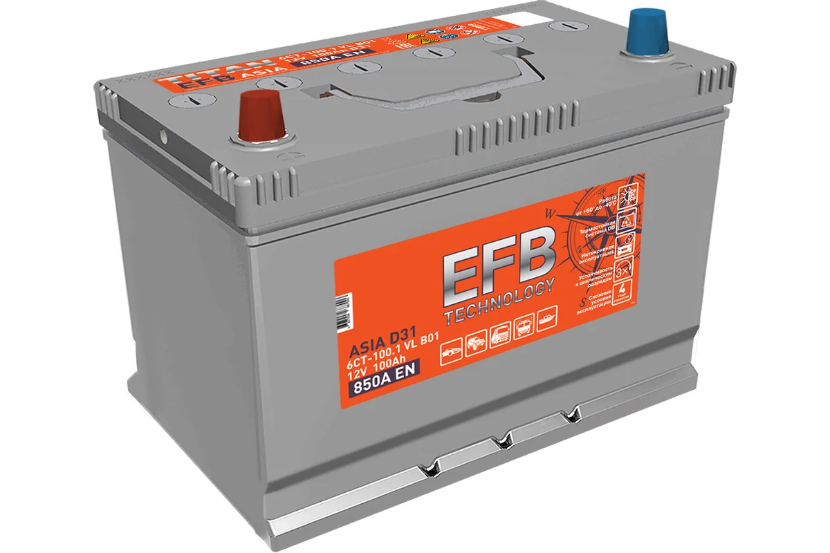 TITAN EFB ASIA 100 Ач (D 31 R) прям.п. (1) - аккумулятор для азиатских автомобилей