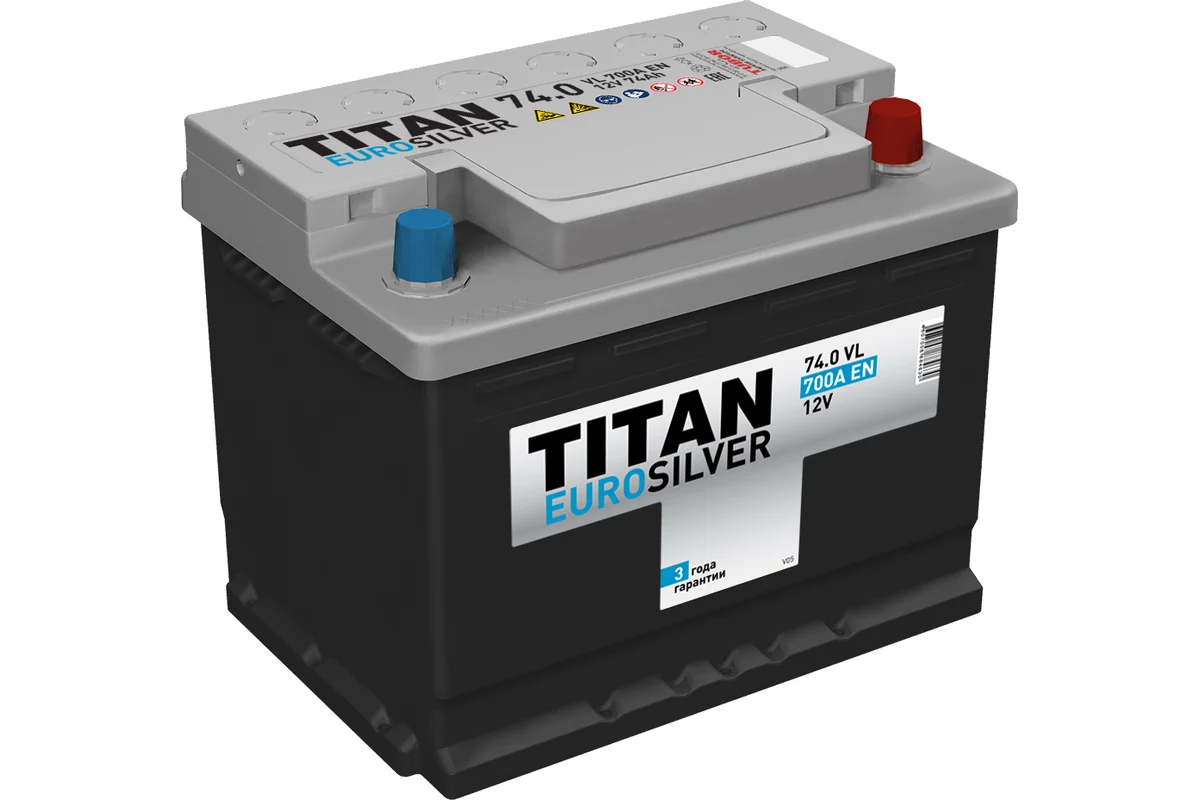 TITAN EUROSILVER 74 Ач (низ) обр.п. (0) - аккумулятор легковой