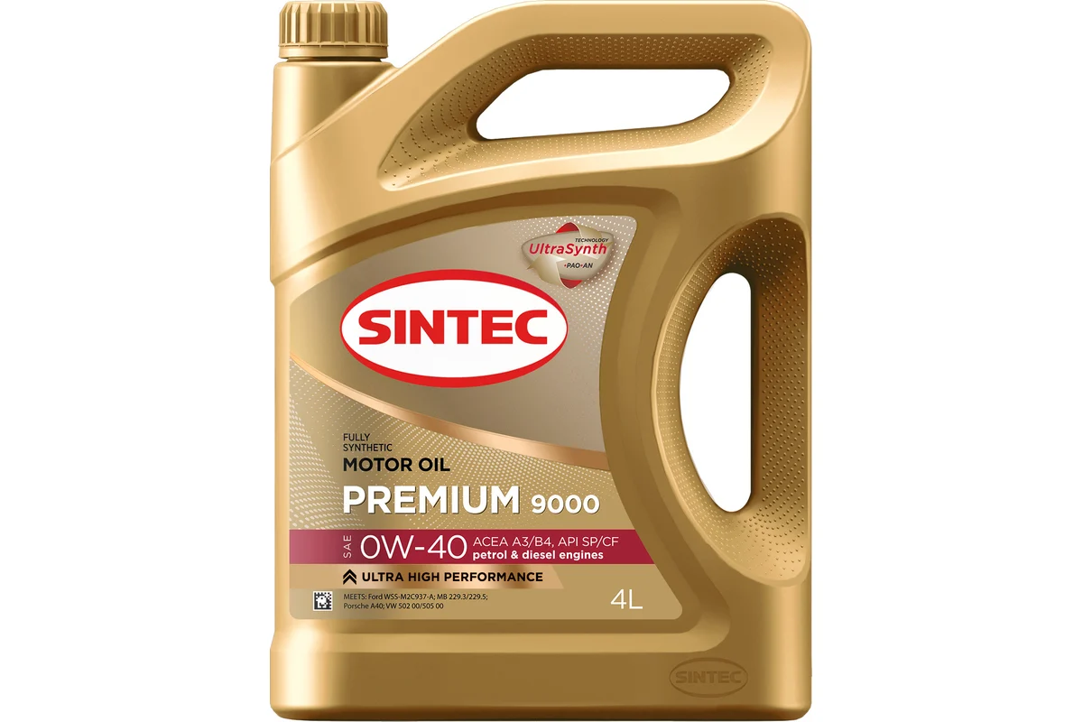 SINTEC масло ПРЕМИУМ 9000 0W-40 A3/B4 4л синт