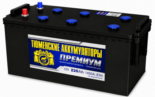 Тюмень Premium 220 Ач (конус) прям.п. (4) - аккумулятор легковой